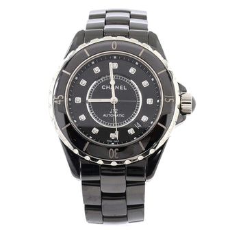 Chanel J12 Automatic Watch Ceramic and Stainless Steel with Diamond Markers 38
