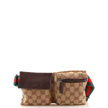 Gucci Vintage Double Belt Bag GG Canvas