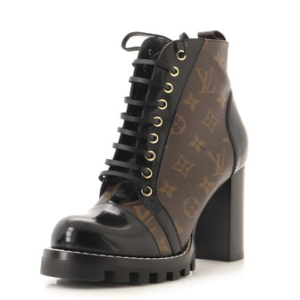 Louis Vuitton Women's Star Trail Ankle Boots Monogram Canvas with Patent