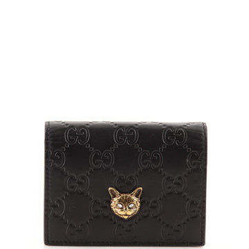 Gucci Animalier Flap Card Case Guccissima Leather