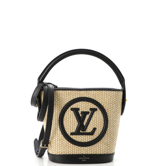 Louis Vuitton Petit Bucket NM Bag Raffia with Leather Neutral