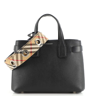 Burberry Banner NM Tote Leather with Vintage Check Canvas Small