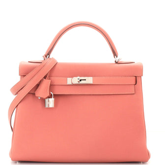 Hermes Kelly Handbag Pink Togo with Palladium Hardware 32