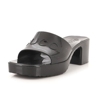 Gucci Women's Logo Heeled Slide Sandals Rubber