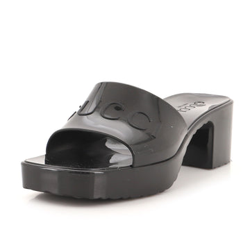 Gucci Women's Logo Heeled Slide Sandals Rubber