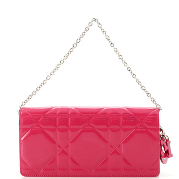 Christian Dior Lady Dior Rendez Vous Short Chain Wallet Cannage Embossed Patent
