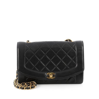 Chanel Vintage Diana Flap Bag Quilted Lambskin Medium Black