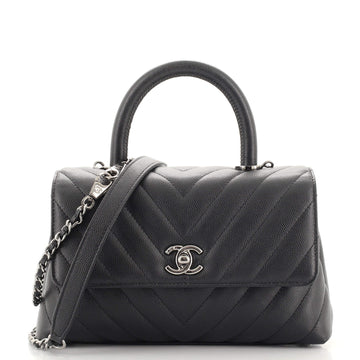 Chanel Coco Top Handle Bag Chevron Caviar Mini