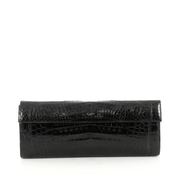 Nancy Gonzalez Flap Clutch Crocodile Long Black