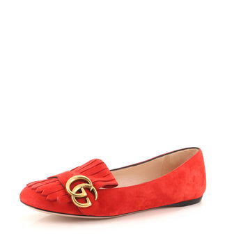 Gucci Women's GG Marmont Fringed Flats Suede