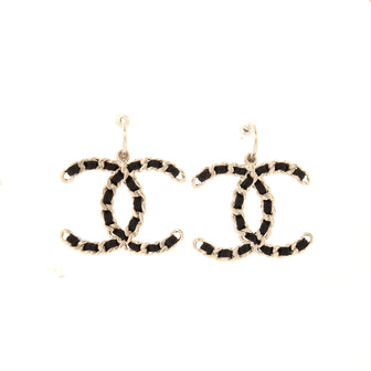 Chanel CC Chain Dangle Earrings Metal and Satin