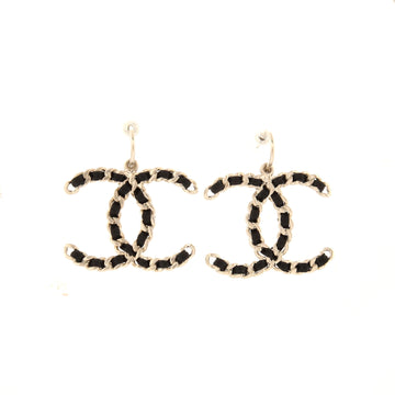 Chanel CC Chain Dangle Earrings Metal and Satin