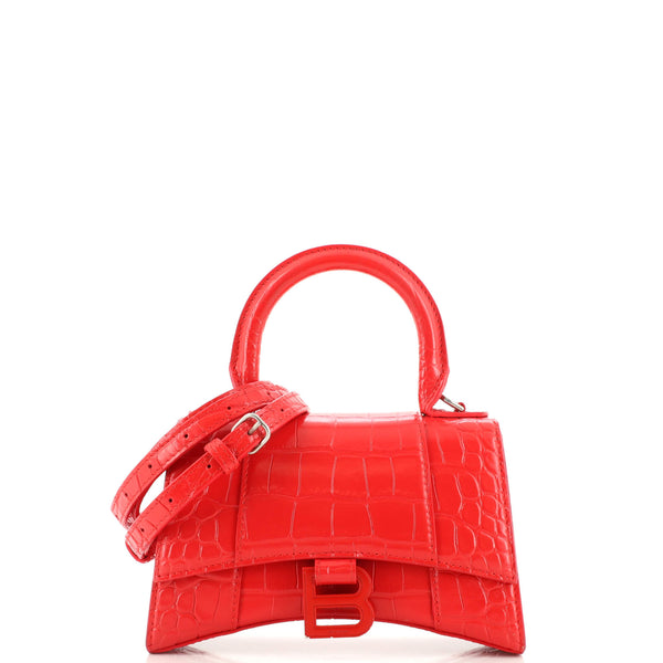 Balenciaga Red Croc XS Hourglass Bag Balenciaga