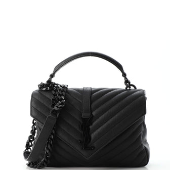 Saint Laurent Classic Monogram College Bag Matelasse Chevron Leather Medium
