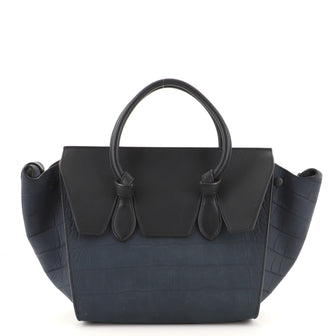 Celine Tie Knot Tote Crocodile Embossed Nubuck Small