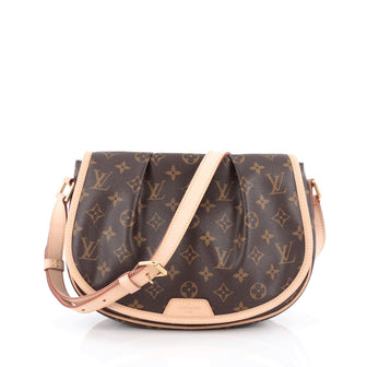 Louis Vuitton Menilmontant Handbag Monogram Canvas PM Brown