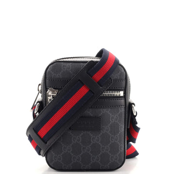 Gucci Web Strap Front Zip Messenger Bag GG Coated Canvas Mini