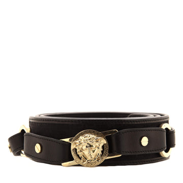 Versace Vintage Medusa Insignia Belt Leather and Jacquard Wide