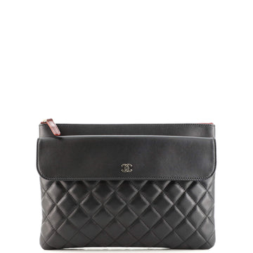 Chanel O Case Flap Clutch Quilted Lambskin Medium