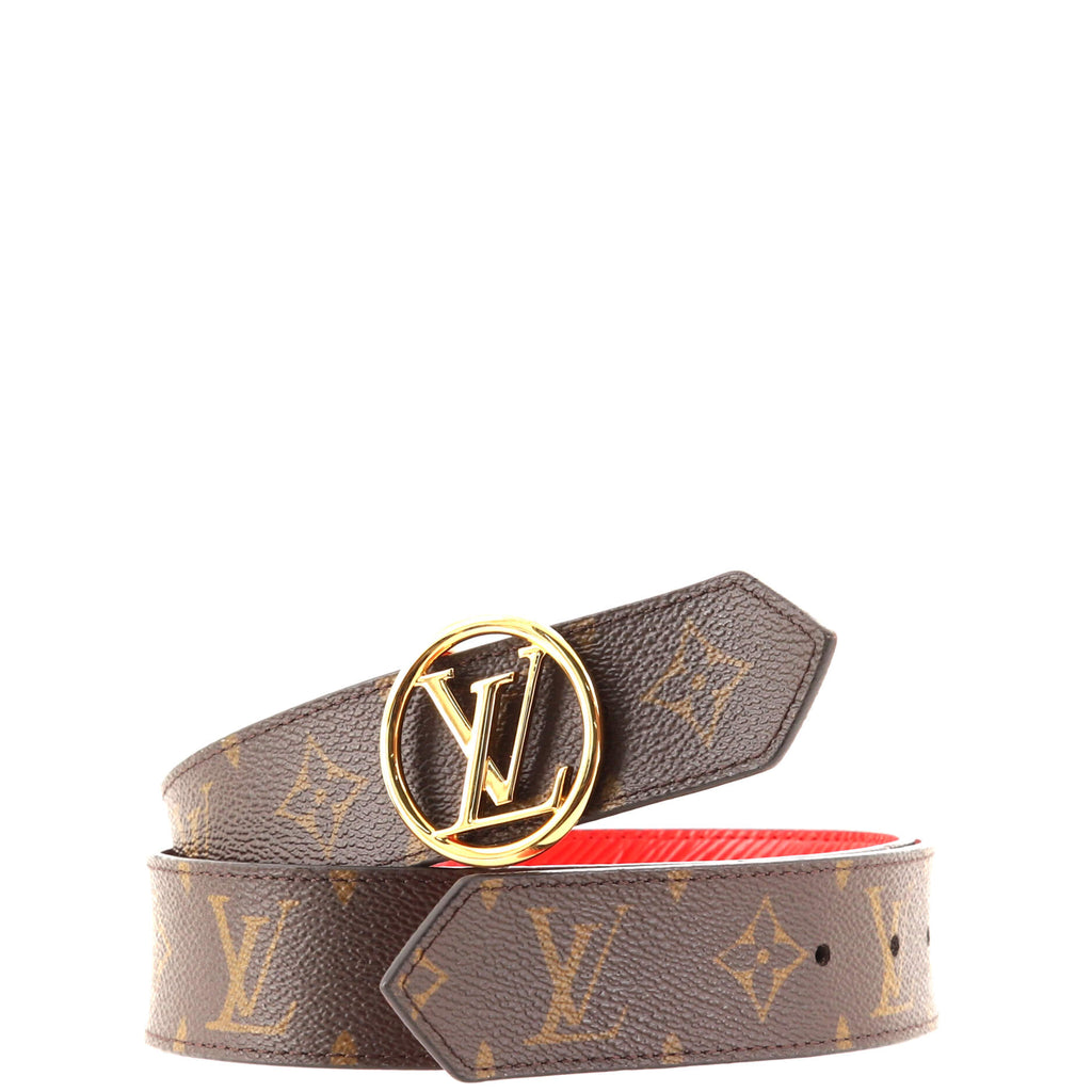 Louis Vuitton Red and Monogram Canvas Reversible Belt - Size 80