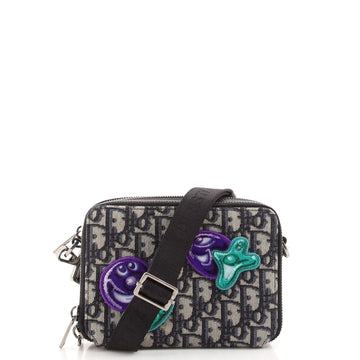 Christian Dior Kenny Scharf Double Zip Crossbody Pouch Oblique Canvas with Applique
