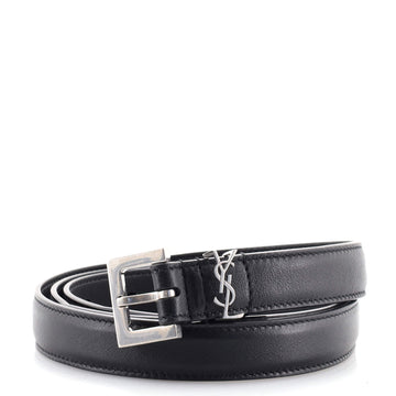 Saint Laurent Classic Monogram Square Buckle Belt Leather Thin