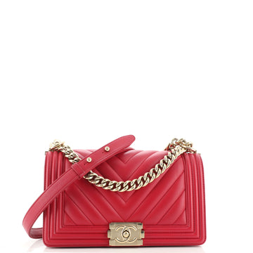 Chanel Boy Flap Bag Chevron Calfskin Old Medium