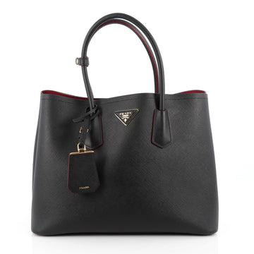 Prada Cuir Double Tote Saffiano Leather Medium Black