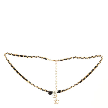 Chanel Camellia Bow Chain Belt Metal with Leather
