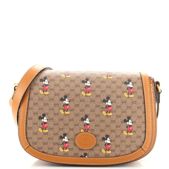 Gucci Disney Mickey Mouse Flap Shoulder Bag Printed Mini GG Coated Canvas Small