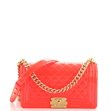 Chanel Boy Flap Bag Quilted Patent Old Medium