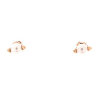 Hermes Chandra Stud Earrings 18K Rose Gold and Akoya Pearls Small