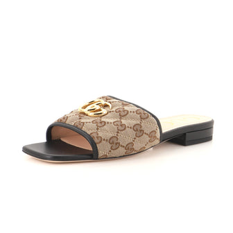Gucci Women's GG Marmont Slide Sandals Diagonal Quilted GG Canvas