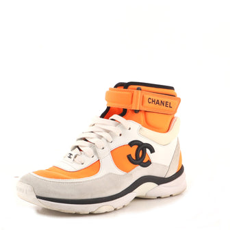 Chanel CC Logo High Sneaker 'Orange White