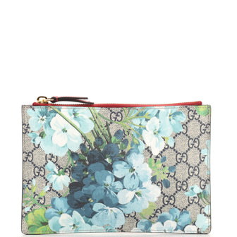 Gucci Zipped Pouch (Outlet) Blooms Print GG Coated Canvas Small