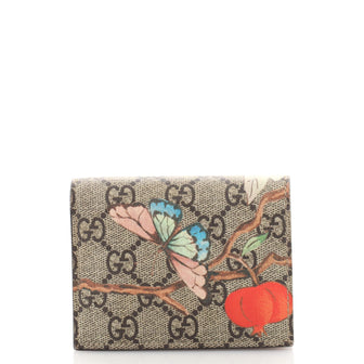 Gucci Flap Card Case Tian Print GG Coated Canvas