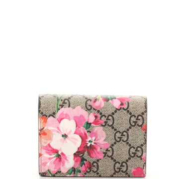 Gucci Flap Card Case Blooms Print GG Coated Canvas