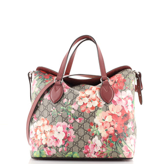 Gucci Signature Fold Over Tote Blooms Print GG Coated Canvas Medium
