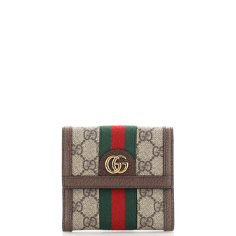 Gucci Ophidia French Flap Wallet GG Coated Canvas Compact