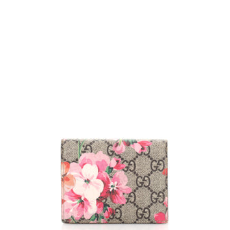 Gucci Flap Card Case Blooms Print GG Coated Canvas