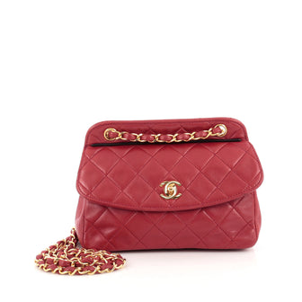 Chanel Vintage CC Frame Flap Bag Quilted Leather Small Red 1820901