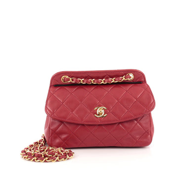 Chanel Vintage CC Frame Flap Bag Quilted Leather Small Red 1820901