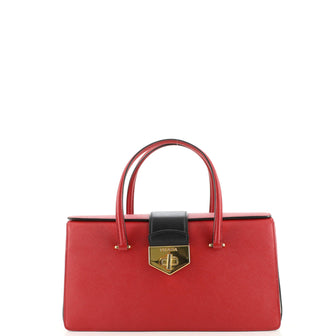 Prada Turnlock Flap Tote Saffiano Leather East West