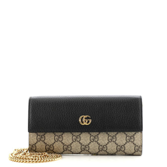 Gucci GG Marmont Continental Chain Wallet GG Coated Canvas and Leather