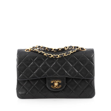 Chanel Vintage Classic Double Flap Bag Quilted Lambskin Small Black