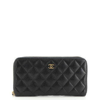 Chanel Zip Around Wallet Quilted Caviar Long