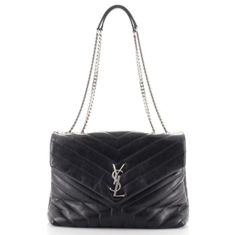 Saint Laurent LouLou Shoulder Bag Matelasse Chevron Patent Medium