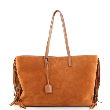 Saint Laurent Fringe Shopper Tote Suede Large