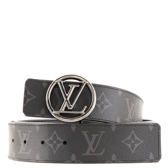 Louis Vuitton LV Circle Reversible Belt Monogram Eclipse and Leather Wide  Black 1821848