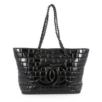 Chanel Frozen Tote Quilted Vinyl Large Black